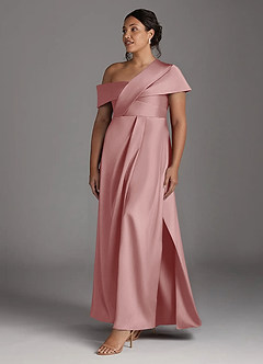 Azazie Milton Mother of the Bride Dresses Dusty Rose A-Line Pleated Stretch Satin Dress image11