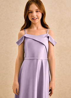 Azazie Jupie Girls Formal Abiti da Ragazza di Fiori Abito A-Line in Raso Opaco Plissettato Lilla Glassato image5