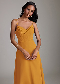Azazie Kali Bridesmaid Dresses Butterscotch A-Line Pleated Chiffon Dress image5