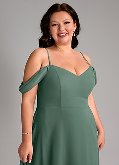 Azazie Marley Bridesmaid Dresses Sea Moss A-Line Off the Shoulder Chiffon Convertible Dress image16