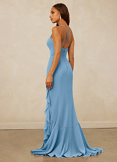 Christian Siriano Bridal for Azazie 1006 Bridesmaid Dresses Steel Blue Mermaid Ruched Chiffon Dress image2