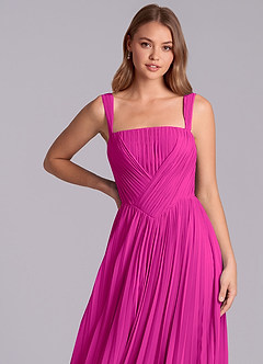 Azazie Mina Venta Final Vestido de Fucsia de Gasa de Corte en A con Plisado image2