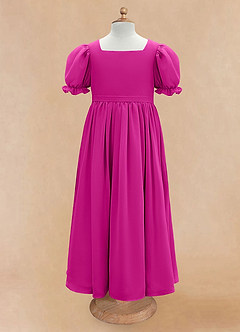 Azazie Joss Blumenmädchenkleider A-Linie mit ärmel Chiffon Kleid Fuchsia image5