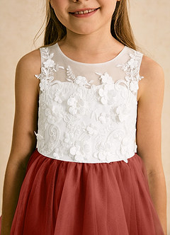 Azazie Lina Flower Girl Dresses Ivory Terracotta Ball-Gown Lace Dress image8