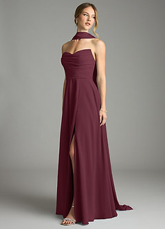 Azazie Ayla Abiti da Damigella Abito A-Line in Chiffon Scollo a Cuore Cabernet image8