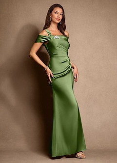Azazie Altonia Mother of the Bride Dresses Juniper Mermaid Off the Shoulder Stretch Satin Dress image2