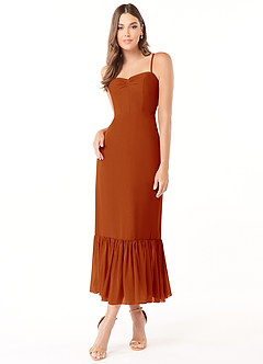 Azazie Justina Bridesmaid Dresses Paprika A-Line Sweetheart Neckline Chiffon Dress image1