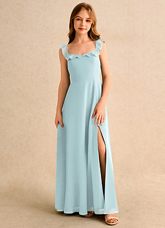 Azazie Chip Girls Formal Flower Girl Dresses Mist A-Line Sleeveless Chiffon Dress image1