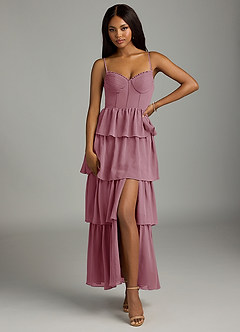 Azazie Kaiden Bridesmaid Dresses Vintage Mauve A-Line Sweetheart Neckline Chiffon Dress image1