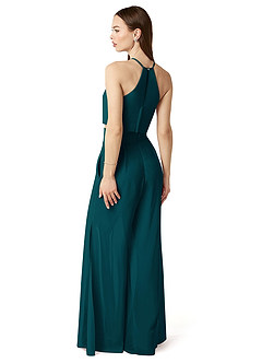 Azazie Kenzi Abiti da Damigella Tuta in Chiffon Plissettato Pino image4