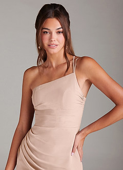 Azazie Eren Jurken voor bruidsmeisjes Jurk van Chiffon met Kolom One-shoulder Engelse Roos image7