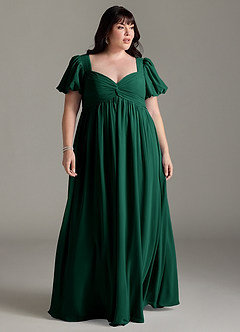 Azazie Madisynn Zwangerschaps Bruidsmeisjekleding Boog Chiffon Vloerlengte Jurk image5