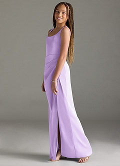 Azazie Mero Junior Lilac Mermaid Pleated Stretch Satin Dress image4