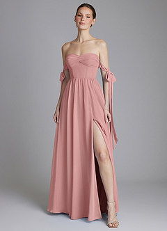 Azazie Ayanna Bridesmaid Dresses Dusty Rose A-Line Off the Shoulder Chiffon Dress image6