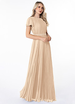 Azazie Kara Modest brudtärna klänningar Klänning A-Line Plisserad Golvlängd Chiffong image3