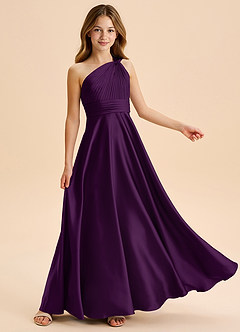 Azazie Charlize Junior Jurk van Stretch Satijn met A-Lijn Geplooid Druif image5