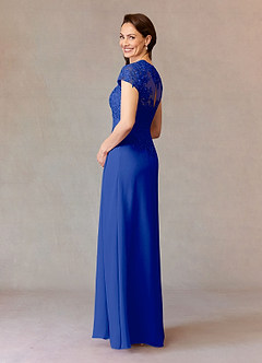 Azazie Junie Mother of the Bride Dresses Royal Blue A-Line Lace Chiffon Dress image4