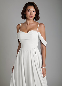 Azazie Loisa Bridesmaid Dresses White A-Line Corset Chiffon Convertible Dress image3