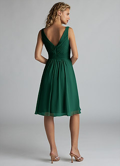 Azazie Grace Bridesmaid Dresses Emerald A-Line Pleated Chiffon Dress image2