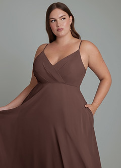 Azazie Amani Bridesmaid Dresses Ganache A-Line Pleated Chiffon Dress image12