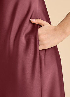 Azazie Sissy Junior Desert Rose A-Line Off the Shoulder Stretch Satin Dress image7