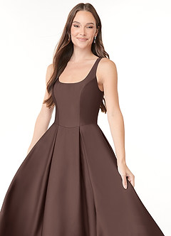 Azazie Neve Abiti da Damigella Abito Principessa in Raso Elasticizzato Con Tasche Ganache image5