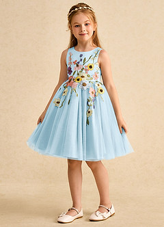 Azazie Prima Flower Girl Klänningar Klänning A-Line i Tyll Rosett image5