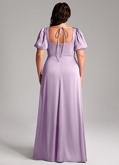 Azazie Fyona Bridesmaid Dresses Frosted Lilac A-Line Pleated Stretch Satin Dress image9
