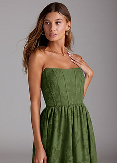 Delphina Olive Lace-up Back Midi Dress image4