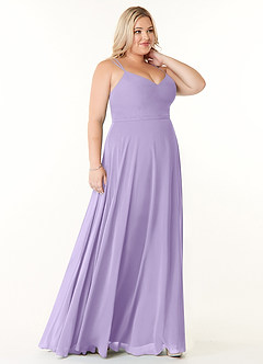 Azazie Janine Bridesmaid Dresses Lilac A-Line V-Neck Chiffon Dress image8