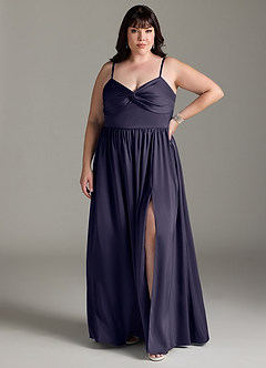 Azazie Zeya Bridesmaid Dresses Stormy A-Line Pleated Stretch Satin Dress image9