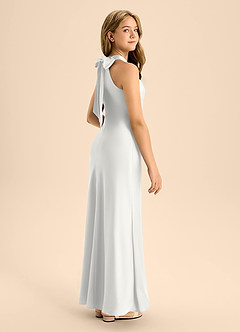 Azazie Doretta Junior White A-Line Pleated Stretch Satin Dress image1