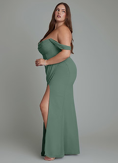 Azazie Johana Bridesmaid Dresses Sea Moss Mermaid Off the Shoulder Chiffon Convertible Dress image13