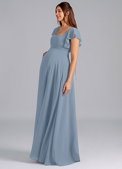 Azazie Bondi Maternity Bridesmaid Dresses A-Line Ruched Chiffon Floor-Length Dress image4