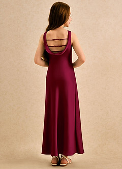 Azazie Raspberry Girls Formal Flower Girl Klänningar Klä A-Line i Stretch Satin Plisserad image2