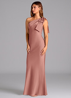 Azazie Yuanna Bridesmaid Dresses Rosette Mermaid One Shoulder Stretch Satin Dress image4