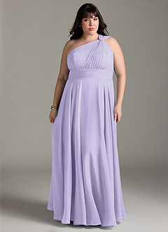 Azazie Charlize Robes de demoiselle d'honneur Robe Trapèze en Mousseline de soie Ue épaule Lilas image1