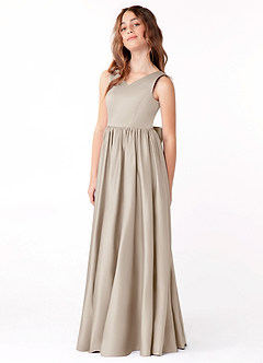 Azazie Hathaway Junior Frost A-Line Bow Stretch Satin Dress image4