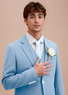 front Ethan Sky Blue Refined Weave Performance Suit Jacket