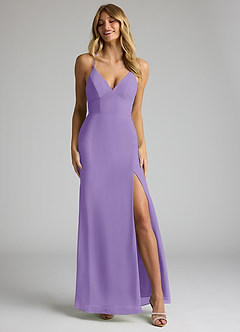Azazie Becca Bridesmaid Dresses Tahiti Sheath V-Neck Chiffon Dress image4