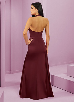 Barbie ♥ Azazie Bridesmaid Dresses Cabernet Mermaid Pleated Stretch Satin Dress image7