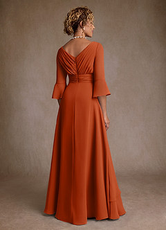 Azazie Eire Klänningar till brudens mor Klänning A-Line i Chiffong Plisserad Bränd Apelsin image2