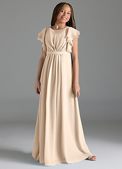 Azazie Daphne Junior White Alabaster A-Line Pleated Chiffon Dress image4
