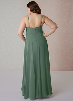 Azazie Emerald Bridesmaid Dresses A-Line Ruffled Chiffon Floor-Length Dress image9