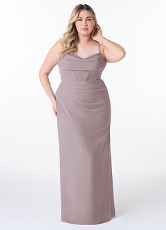 Azazie Mai Brautjungfernkleider Etui Plissee Chiffon Kleid Dämmerung image7