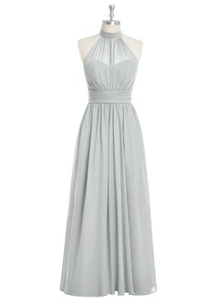 Azazie Iman Jurken voor bruidsmeisjes Jurk van Chiffon met A-Lijn A-lijn met ruches Zilver image28