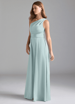 Azazie Dallas Jurken voor bruidsmeisjes Jurk van Stretch Satijn met A-Lijn One-Shoulder De Nevel image5
