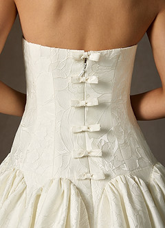Azazie Gloria Wedding Dresses Antique White Ball-Gown Strapless Floral Jacquard Dress image8