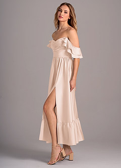 Azazie Anaya Bridesmaid Dresses Blushing Pink A-Line Sweetheart Neckline Stretch Satin Convertible Dress image4