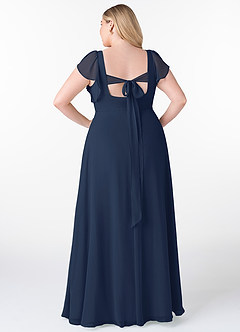 Azazie Syenna Bridesmaid Dresses Dark Navy A-Line Ruched Chiffon Dress image7